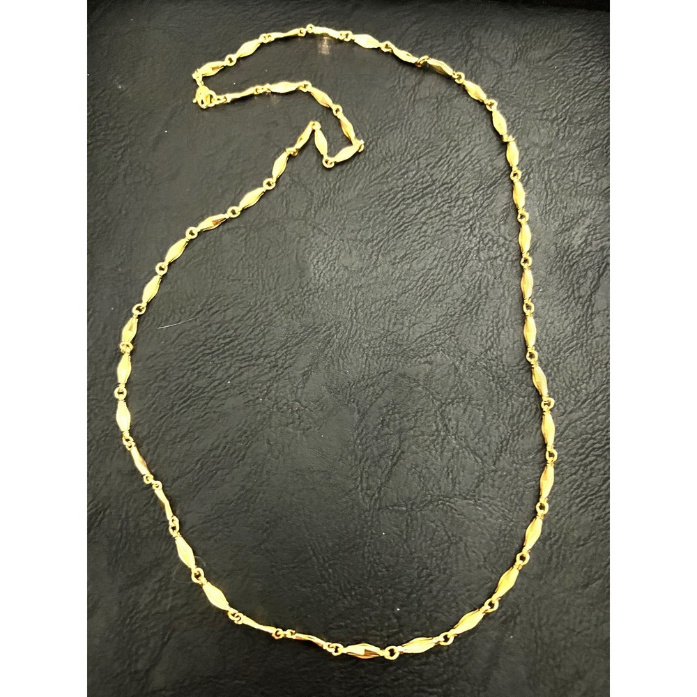 Vintage Monet Gold Tone Textured Bar Link Chain Necklace 28 Inch Minimalist 80s